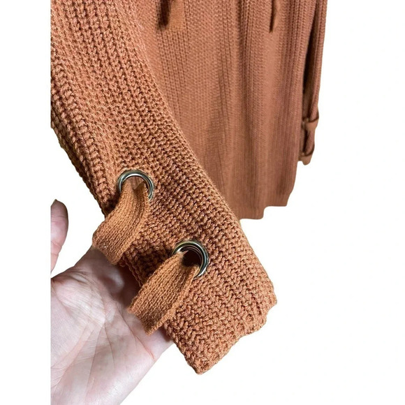 One Star Sugar and Spice Lace Up Sweater in Rustic Rose Size Small Cozy Sweater - Picture 9 of 12